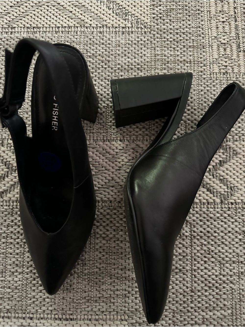 Marc Fisher Black Leather Pointed Slingback Pumps